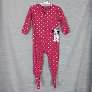 Cute Carter’s Pink Polka Dot Puppy Sleeper Pajamas Size 2T
